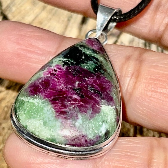 Anyolite Ruby Red Zoisite Pendant 2” - Picture 14 of 15